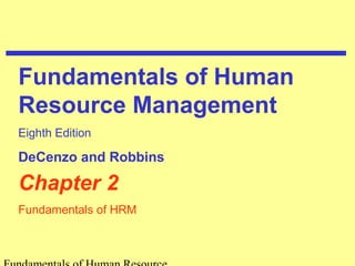 Chapter 2
Fundamentals of HRM
Fundamentals of Human
Resource Management
Eighth Edition
DeCenzo and Robbins
 