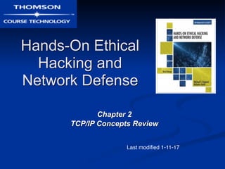 Hands-On Ethical
Hacking and
Network Defense
Chapter 2
TCP/IP Concepts Review
Last modified 1-11-17
 