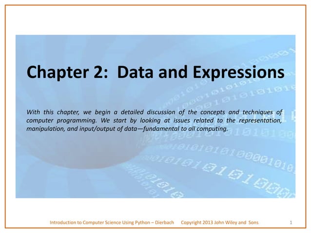 Data and Expressions in Python programming | PPT