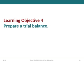 53
Copyright ©2019 John Wiley & Sons, Inc.
Learning Objective 4
Prepare a trial balance.
LO 4
 