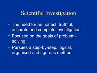 Comprehensive Guide to Scientific Investigation and Research Process in ...