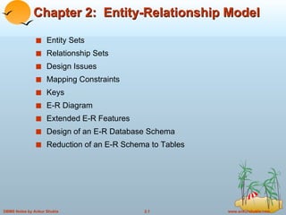 Chapter 2:  Entity-Relationship Model <ul><li>Entity Sets </li></ul><ul><li>Relationship Sets </li></ul><ul><li>Design Iss...