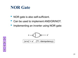 Boolean Function Using Nor Gate boolean algebra and logic gates of digital logic design.ppt