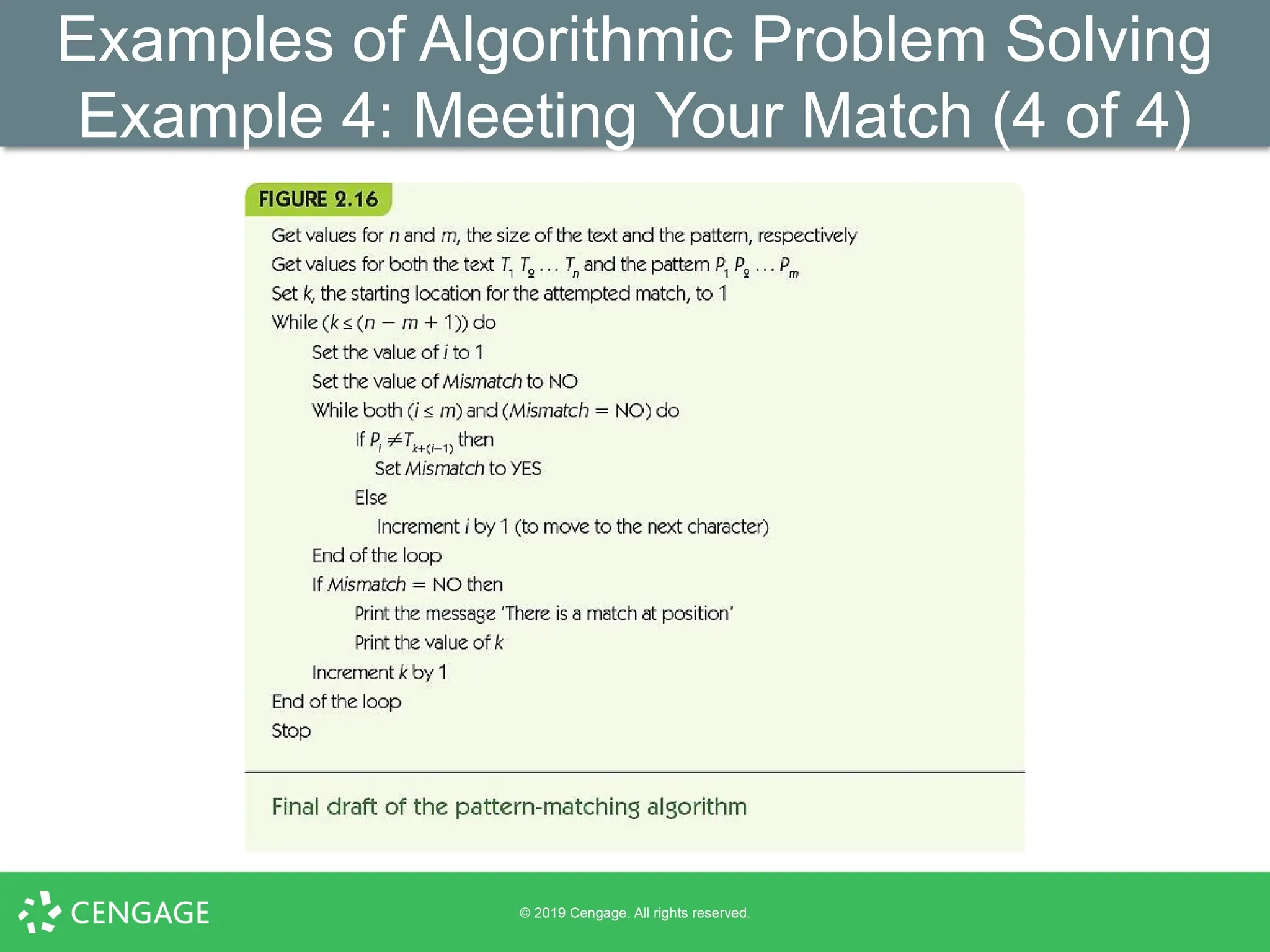 Examples of Algorithmic Problem Solving
Example 4: Meeting Your Match (4 of 4)
 