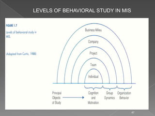 LEVELS OF BEHAVIORAL STUDY IN MIS




                                    47
 