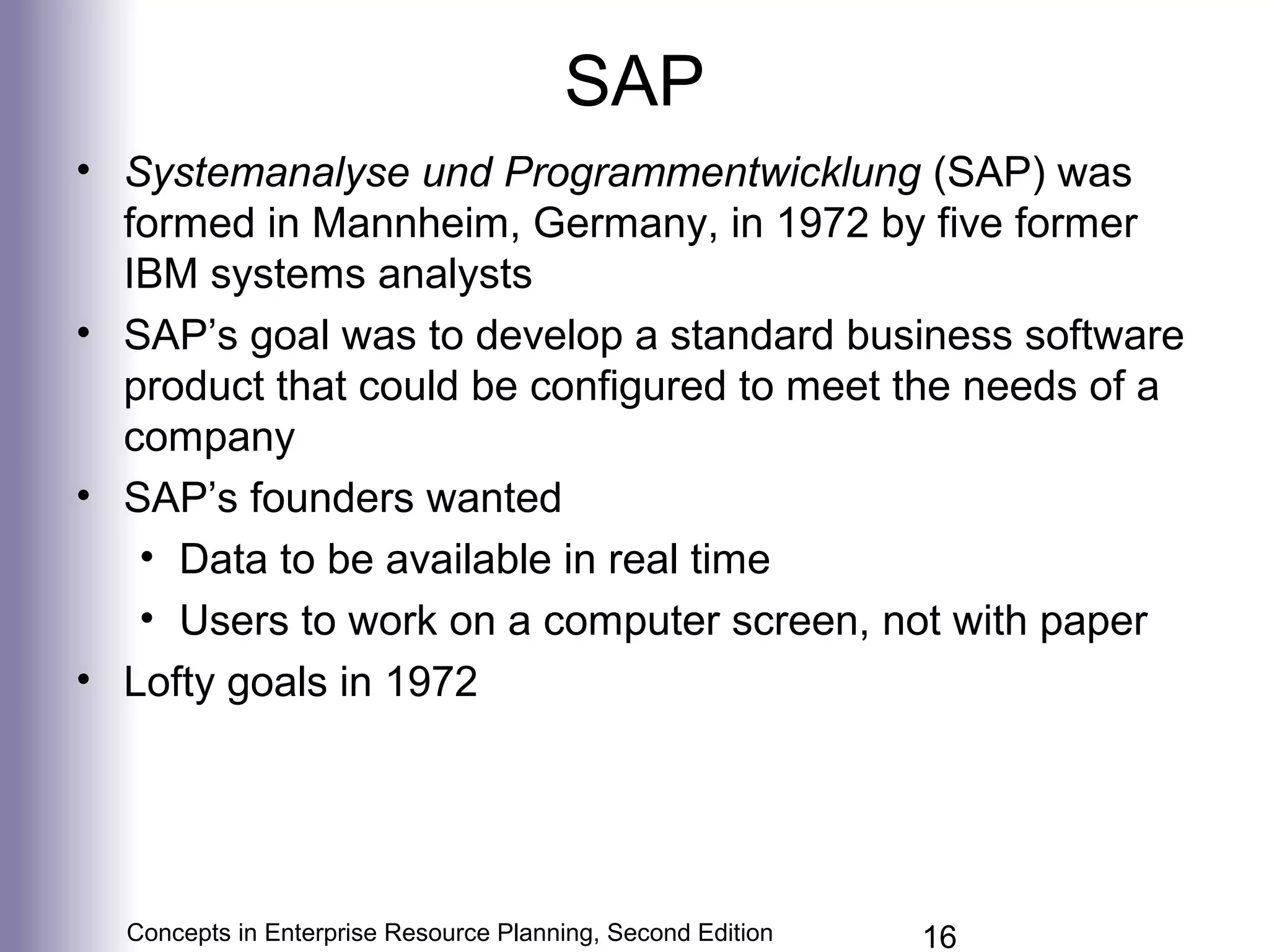 Chapter 2: The Development of Enterprise Resource Planning Systems | PPT