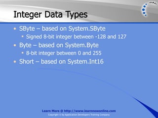 Sbyte .NET Variables and Data Types | KEY