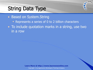 .NET Variables and Data Types