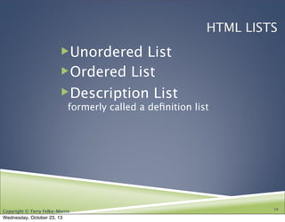 Ch. 2 HTML5, CIS 110 13F | PPT