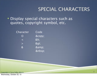 Ch. 2 HTML5, CIS 110 13F | PPT