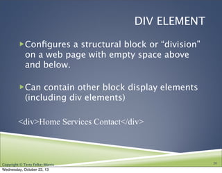 Ch. 2 HTML5, CIS 110 13F | PPT