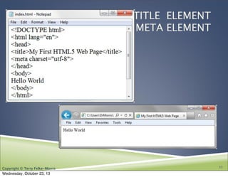 Ch. 2 HTML5, CIS 110 13F | PPT