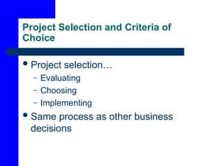 Strategic Management and Project Selection: Models, Criteria, and Risk ...
