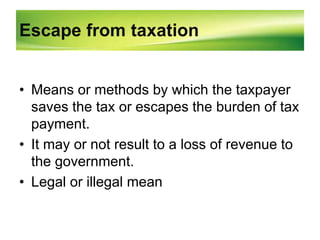 General principles of taxation | PPTX | Personal Taxes | Personal Finance