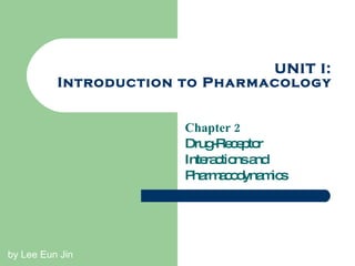 UNIT I: Introduction to Pharmacology Chapter 2 Drug-Receptor Interactions and Pharmacodynamics 