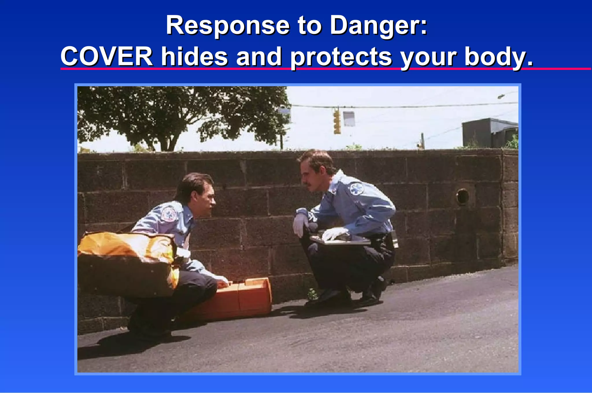Response to Danger: COVER hides and protects your body. 