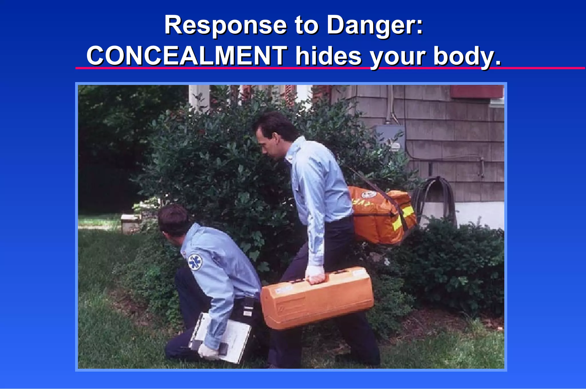 Response to Danger: CONCEALMENT hides your body. 