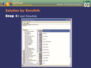 02Solution of Nonlinear Equations
Solution by Simulink:
Step 1: start Simulink
10
 