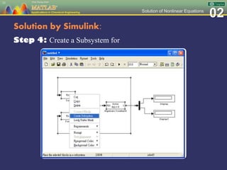 02Solution of Nonlinear Equations
Solution by Simulink:
Step 4: Create a Subsystem for
33
 