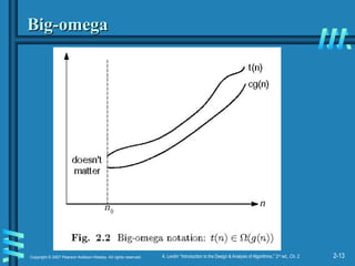 2-13
Copyright © 2007 Pearson Addison-Wesley. All rights reserved. A. Levitin “Introduction to the Design & Analysis of Algorithms,” 2nd
ed., Ch. 2
Big-omega
Big-omega
 