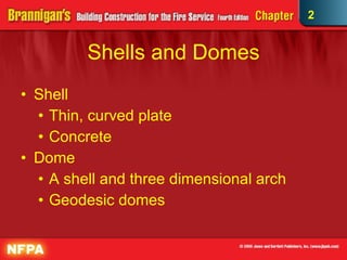 Shells and Domes Shell Thin, curved plate Concrete Dome  A shell and three dimensional arch Geodesic domes 