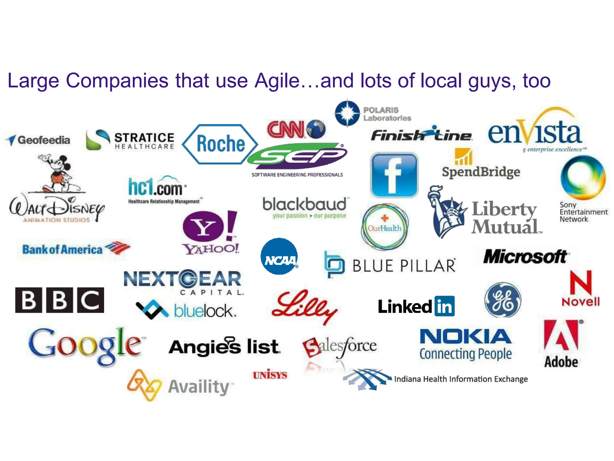 Large Companies that use Agile…and lots of local guys, too
 
