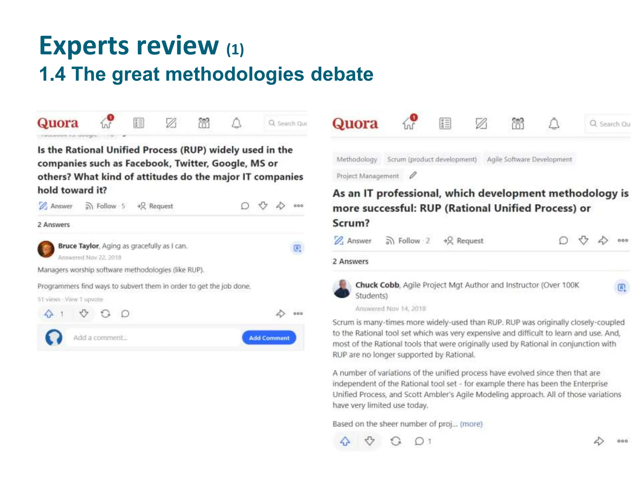 Experts review (1)
1.4 The great methodologies debate
 