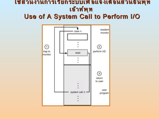 ใช้ส่วนงานการเรียกระบบเพื่อแจ้งเตือนส่วนอินพุทเอ้าท์พุท  Use of A System Call to Perform I/O 