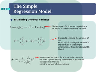 Unconditional Variance chapter 2 Simple Regression Analysis model | PPTX