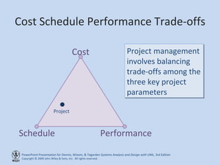 Cost Schedule Performance Trade-offs Cost Schedule Performance Project management involves balancing trade-offs among the three key project parameters Project 