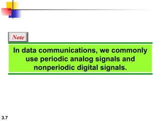 In data communications, we commonly use periodic analog signals and nonperiodic digital signals. Note 