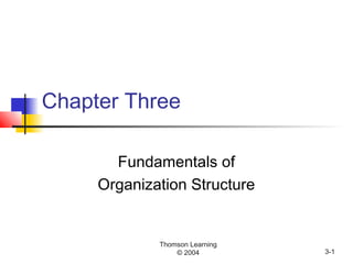 Thomson Learning
© 2004 3-1
Chapter Three
Fundamentals of
Organization Structure
 