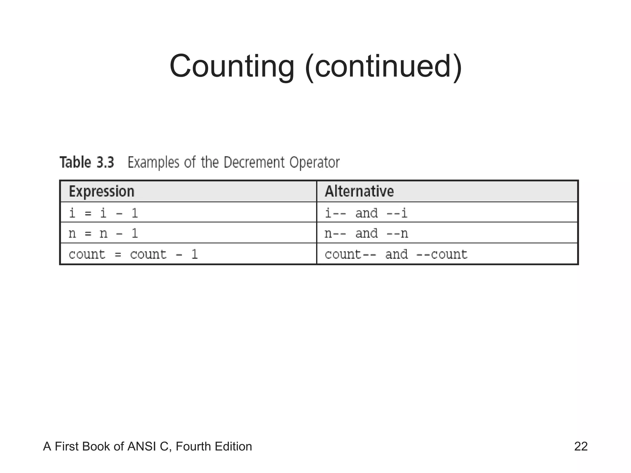 Counting (continued) 