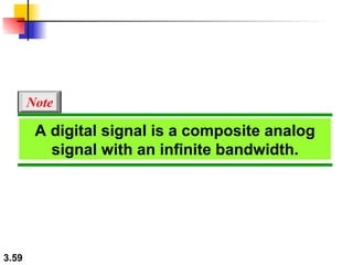 A digital signal is a composite analog signal with an infinite bandwidth. Note 
