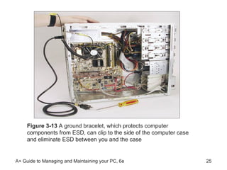 Figure 3-13  A ground bracelet, which protects computer components from ESD, can clip to the side of the computer case and eliminate ESD between you and the case 