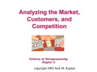 copyright 2003 Jack M. Kaplan
Analyzing the Market,
Customers, and
Competition
Patterns of Entrepreneurship
Chapter 3
 