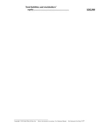 Total liabilities and stockholders’
equity................................................................ $202,900
Copyright © 2010 John Wiley & Sons, Inc. Kieso,    Intermediate Accounting, 13/e, Solutions Manual (For Instructor Use Only)    3-57
 