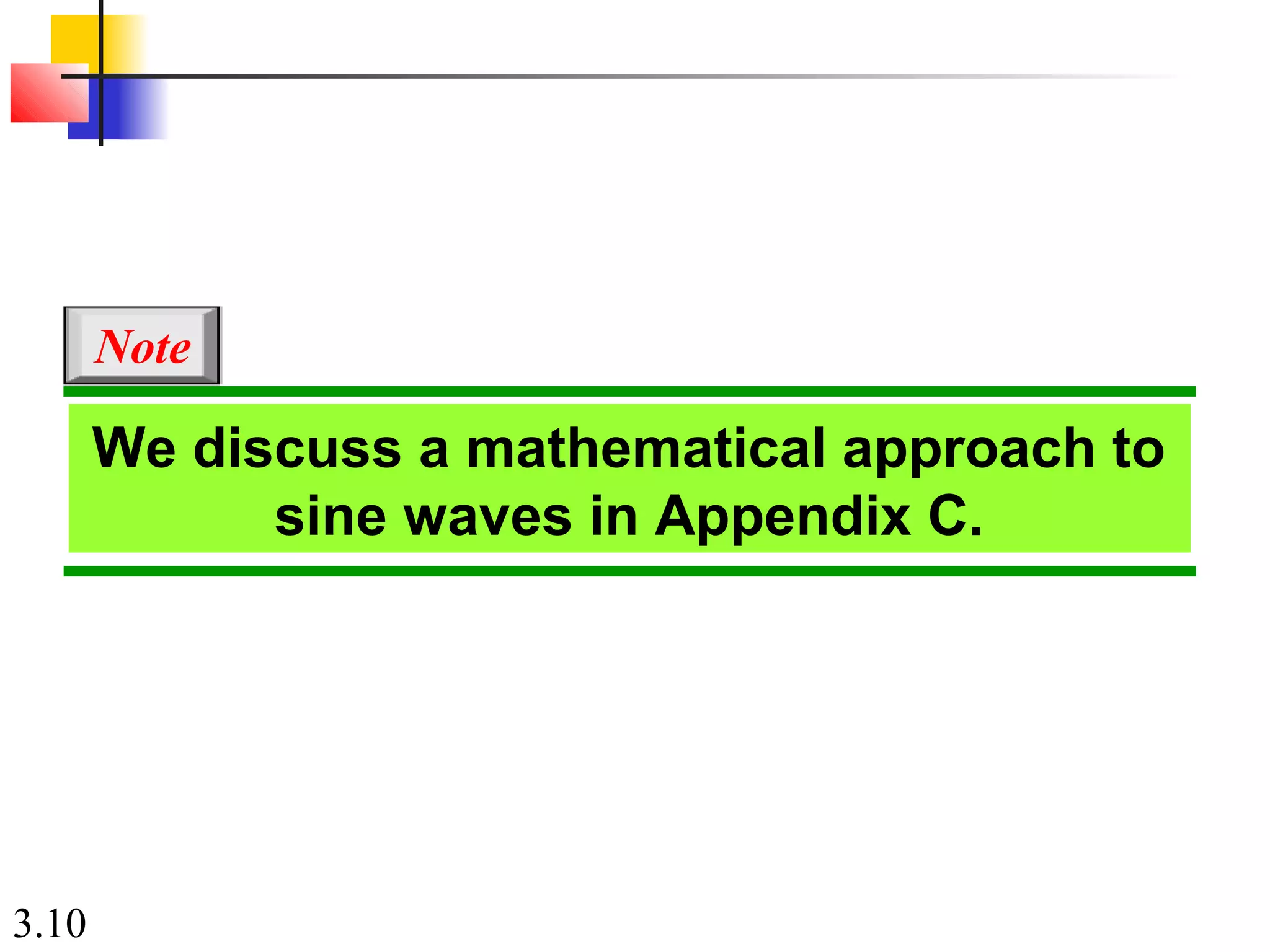 3.10
We discuss a mathematical approach to
sine waves in Appendix C.
Note
 