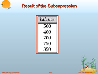 Result of the Subexpression 