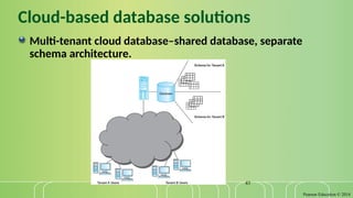 Pearson Education © 2014
43
Cloud-based database solutions
Multi-tenant cloud database–shared database, separate
schema architecture.
 