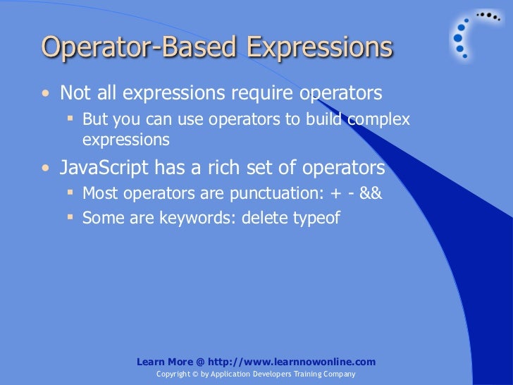  javascript operators and expressions 