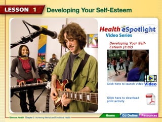 Developing Your Self- 
Esteem (3:02) 
Click here to launch video 
Click here to download 
print activity 
 