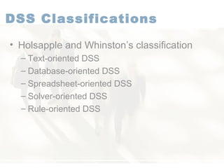 Ch03 A decision support system (DSS) | PPT