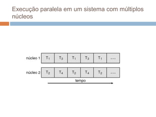 Execução paralela em um sistema com múltiplos
núcleos
 