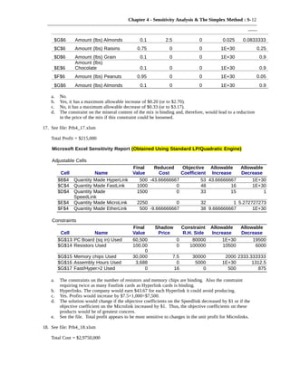 Simplex Lp Sensitivity Analysis Table Ch 04 | PDF