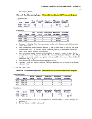 Simplex Lp Sensitivity Analysis Table Ch 04 | PDF