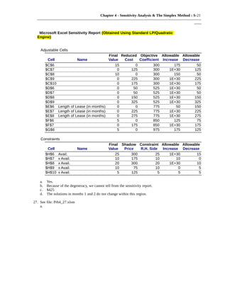 Simplex Lp Sensitivity Analysis Table Ch 04 | PDF