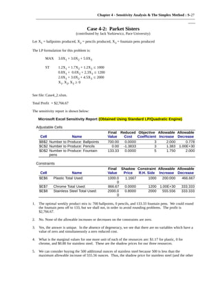 Simplex Lp Sensitivity Analysis Table Ch 04 | PDF