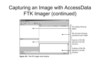 Capturing an Image with AccessData
FTK Imager (continued)
 