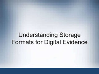 Understanding Storage
Formats for Digital Evidence
 